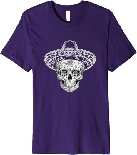Mexican Sugar Skull Sombrero Day of the Dead Calaveras Premium Men T-Shirt