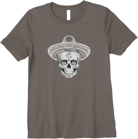 Mexican Sugar Skull Sombrero Day of the Dead Calaveras Premium Women T-Shirt