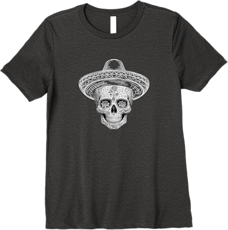 Mexican Sugar Skull Sombrero Day of the Dead Calaveras Premium Women T-Shirt