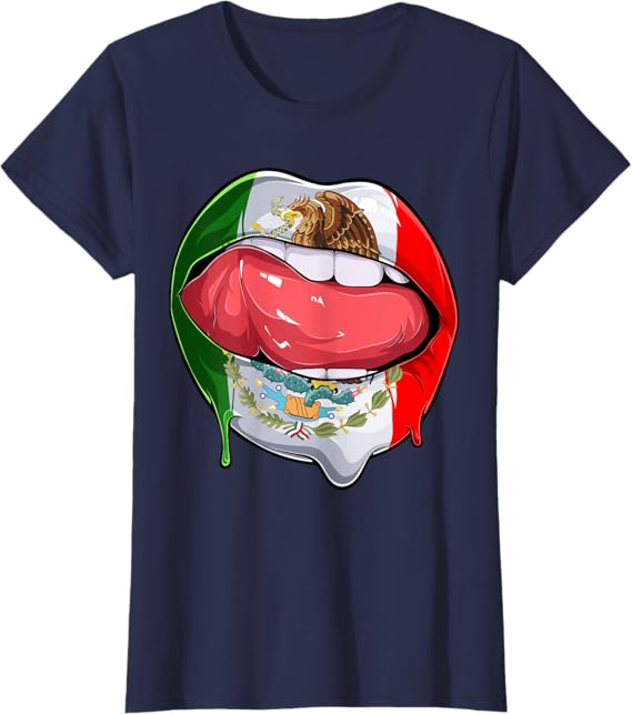 Mexico Flag Lips Women T-Shirt – Stylish Mexican Bandera Lips Design