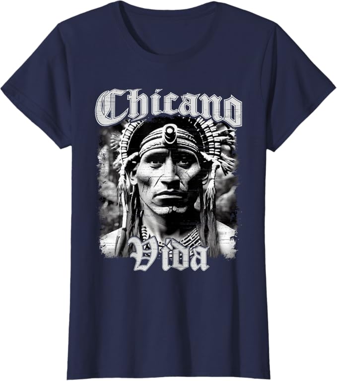 Chicano Vida Vintage Aztec Native American Mexican Women T-Shirt - Cultural Graphic Tee