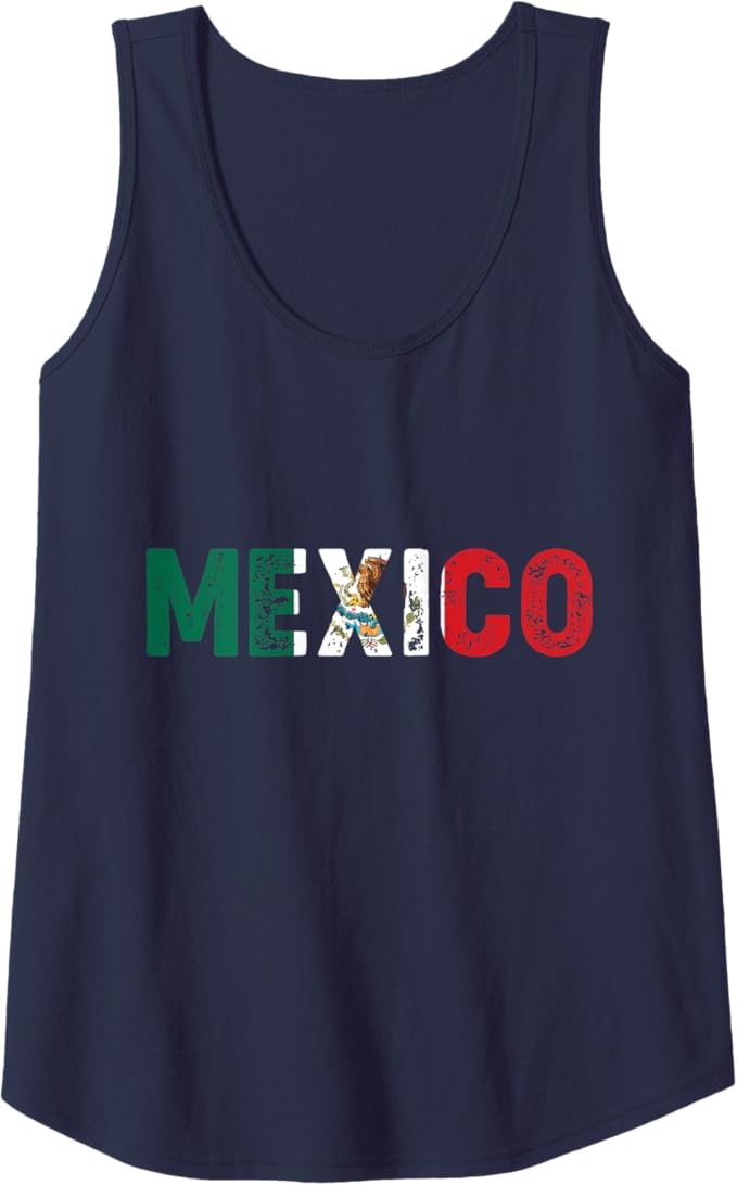 Mexico Vintage Letters Mexican Flag Bandera Mexicana Women Tank Top