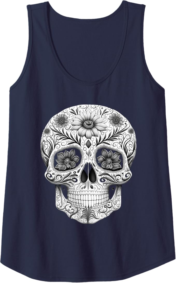Dia De Los Muertos Mexican Skull Art Women Tank Top - Day of the Dead Design