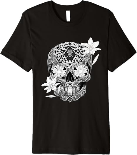 Flower Sugar Skull Mexico Día de los Muertos Premium Men T-Shirt