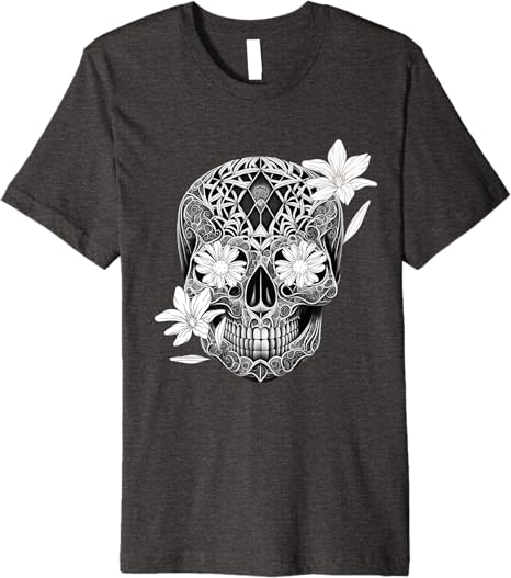 Flower Sugar Skull Mexico Día de los Muertos Premium Men T-Shirt
