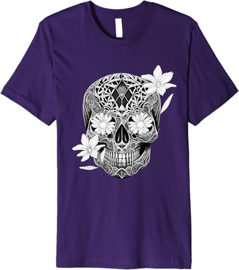 Flower Sugar Skull Mexico Día de los Muertos Premium Men T-Shirt