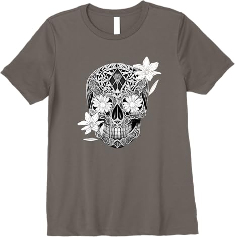 Flower Sugar Skull Mexico Día de los Muertos Premium Women T-Shirt