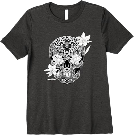 Flower Sugar Skull Mexico Día de los Muertos Premium Women T-Shirt