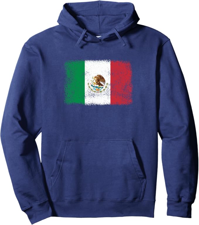 Retro Mexico Flag Camiseta Hoodie - Mexican Bandera Pride Pullover Sweatshirt