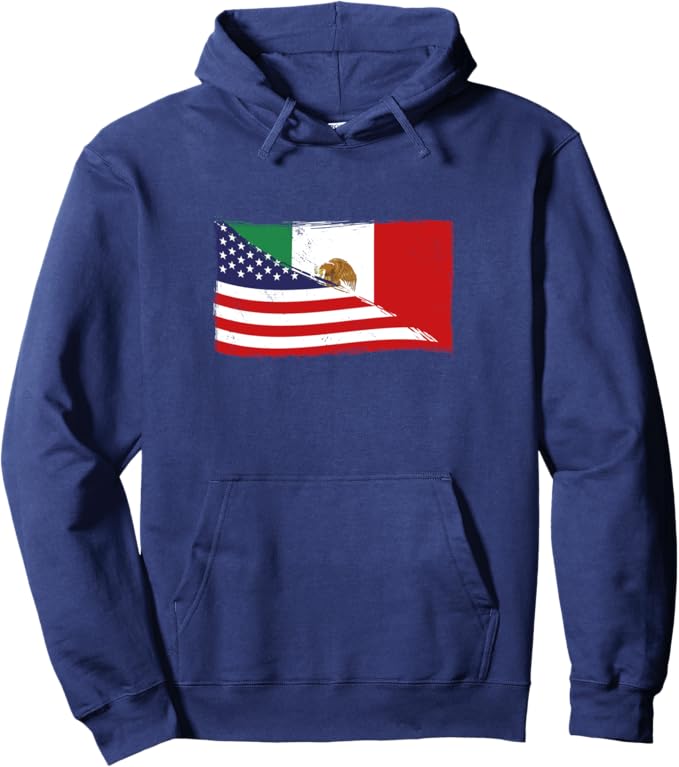American and Mexican Heritage Flag Pullover Hoodie - USA Mexico Chicano Style