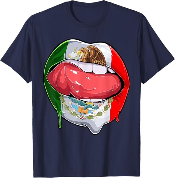 Mexico Flag Lips Men T-Shirt – Stylish Mexican Bandera Lips Design