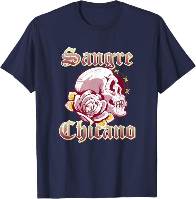 Sangre Chicano T-Shirt – Vintage Retro Mexican Skull Design for Men