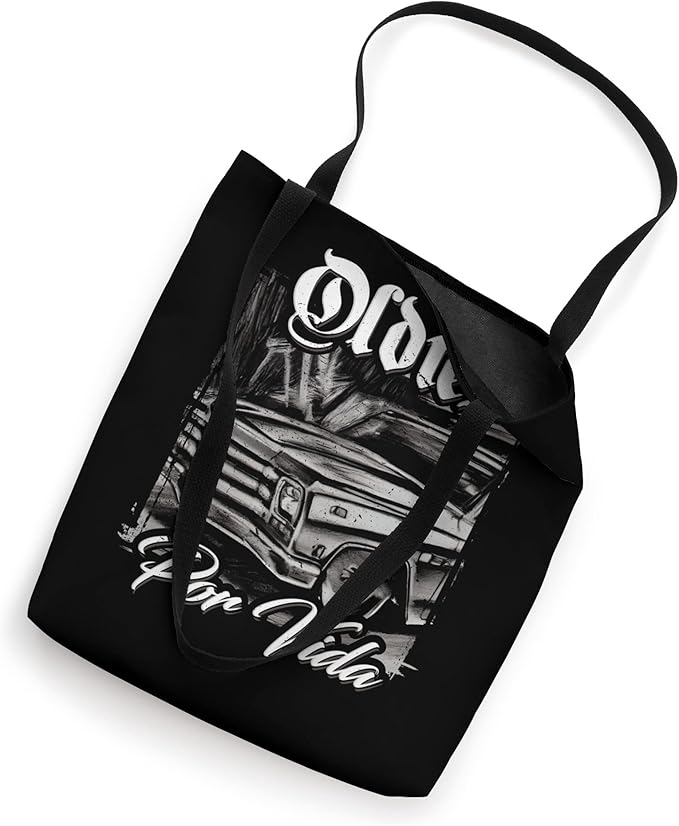 Oldies Por Vida Vintage Car Lowrider Mexican Chicano Tote Bag - Stylish and Unique
