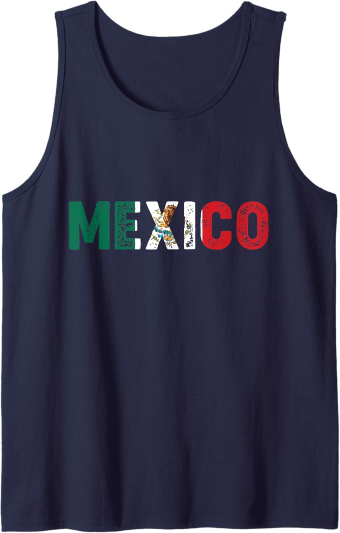 Mexico Vintage Letters Mexican Flag Bandera Mexicana Men Tank Top