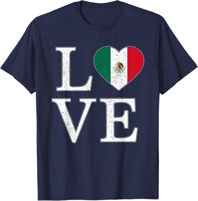 Mexico Love Men T-Shirt – Vintage Mexican Flag Heart Design