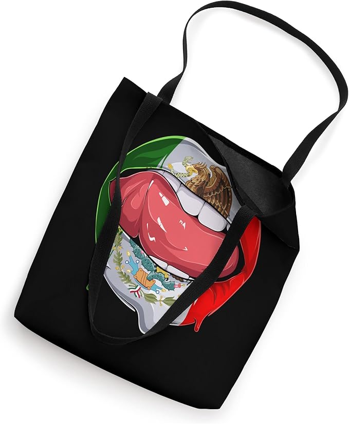 Mexico Flag Lips Tote Bag - Mexican Bandera Como Labios Design