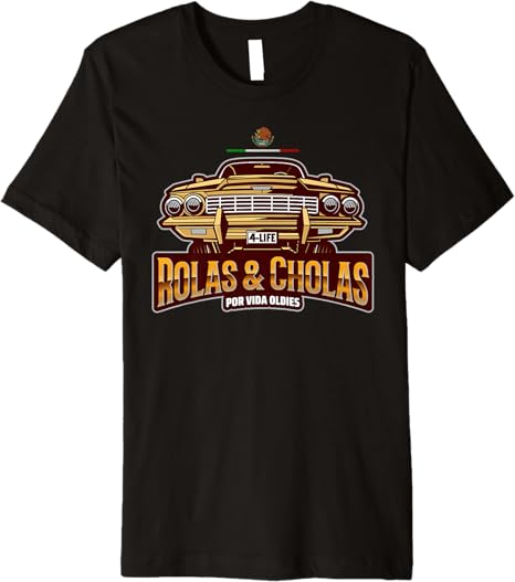 Rolas & Cholas Por Vida Oldies Mexican Lowrider Hombre Premium Men T-Shirt – Vintage Style, Bold Design