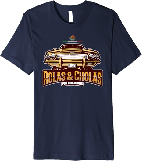 Rolas & Cholas Por Vida Oldies Mexican Lowrider Hombre Premium Men T-Shirt – Vintage Style, Bold Design