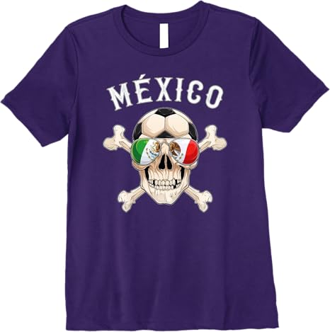 Mexico Pirate Soccer Fan Skull with Mexican Flag Premium Women T-Shirt