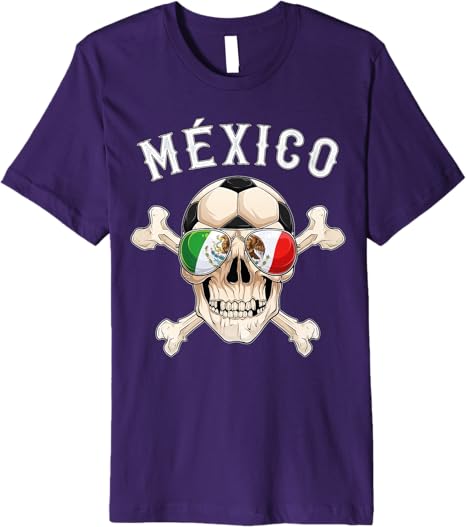Mexico Pirate Soccer Fan Skull with Mexican Flag Premium Men T-Shirt