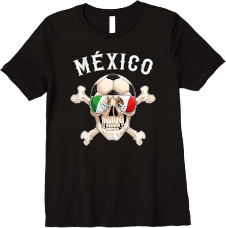 Mexico Pirate Soccer Fan Skull with Mexican Flag Premium Women T-Shirt