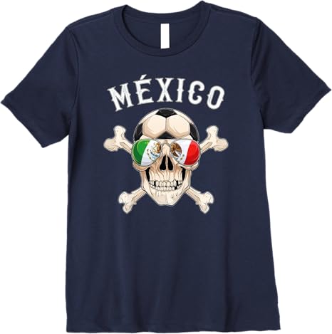 Mexico Pirate Soccer Fan Skull with Mexican Flag Premium Women T-Shirt