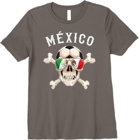Mexico Pirate Soccer Fan Skull with Mexican Flag Premium Women T-Shirt