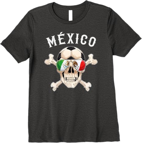 Mexico Pirate Soccer Fan Skull with Mexican Flag Premium Women T-Shirt