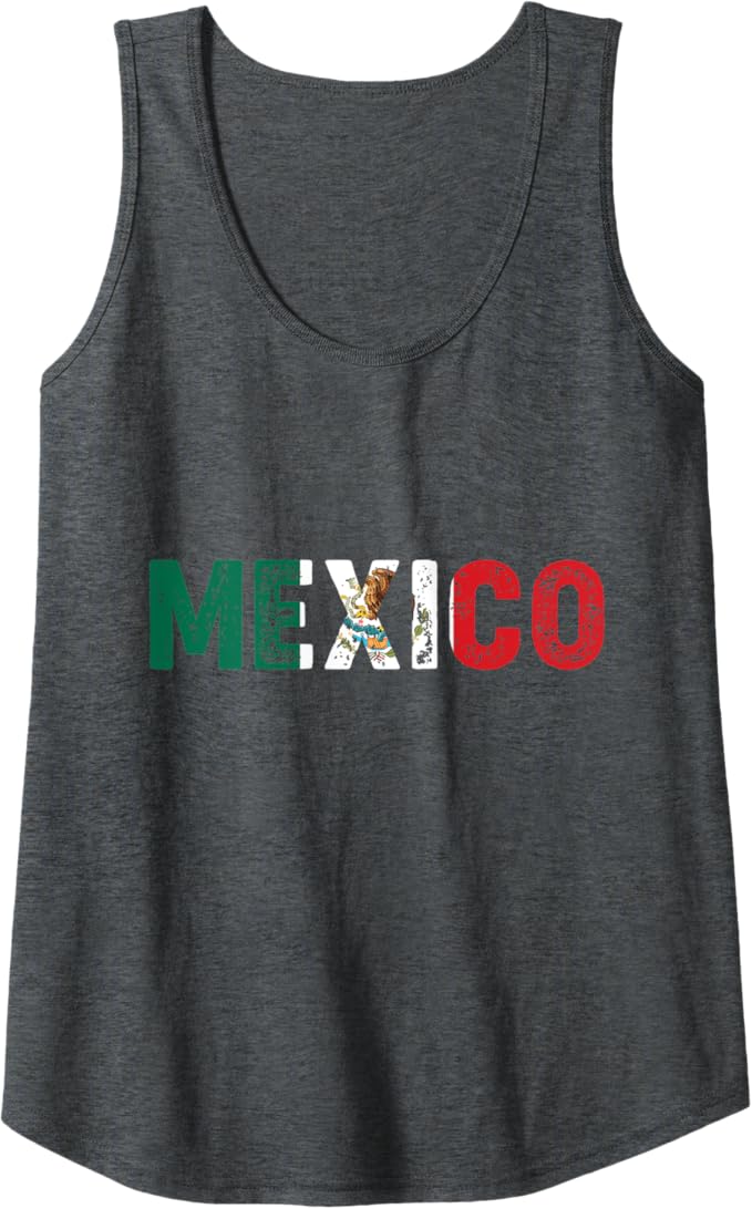 Mexico Vintage Letters Mexican Flag Bandera Mexicana Women Tank Top