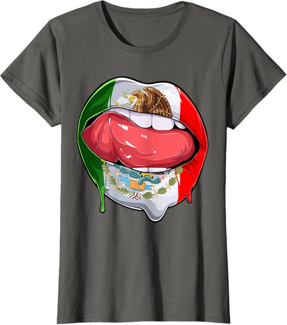 Mexico Flag Lips Women T-Shirt – Stylish Mexican Bandera Lips Design