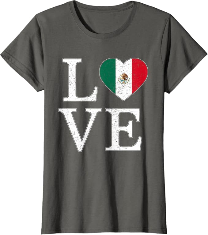 Mexico Love Women T-Shirt – Vintage Mexican Flag Heart Design