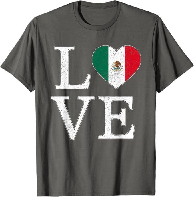 Mexico Love Men T-Shirt – Vintage Mexican Flag Heart Design