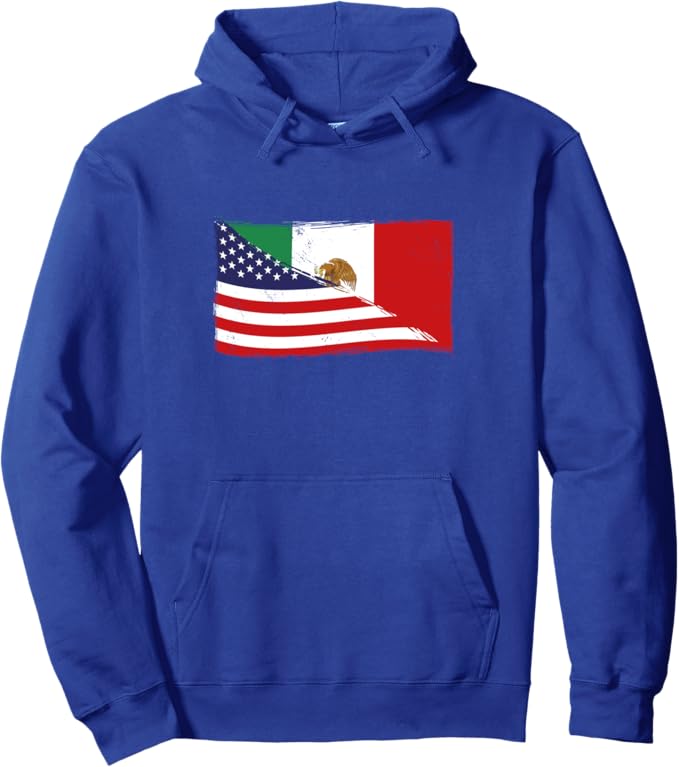 American and Mexican Heritage Flag Pullover Hoodie - USA Mexico Chicano Style