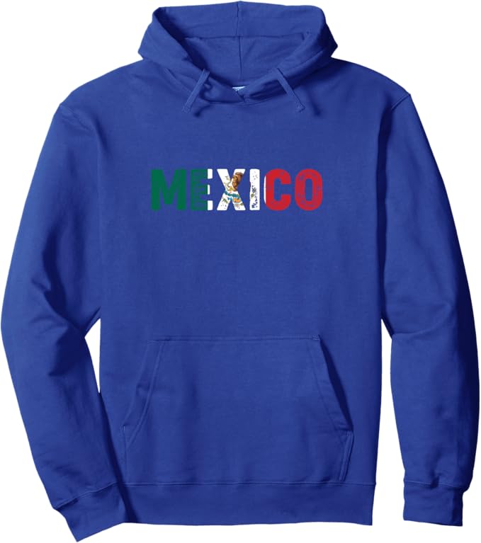 Mexico Vintage Letters Pullover Hoodie - Mexican Flag Bandera Mexicana Design