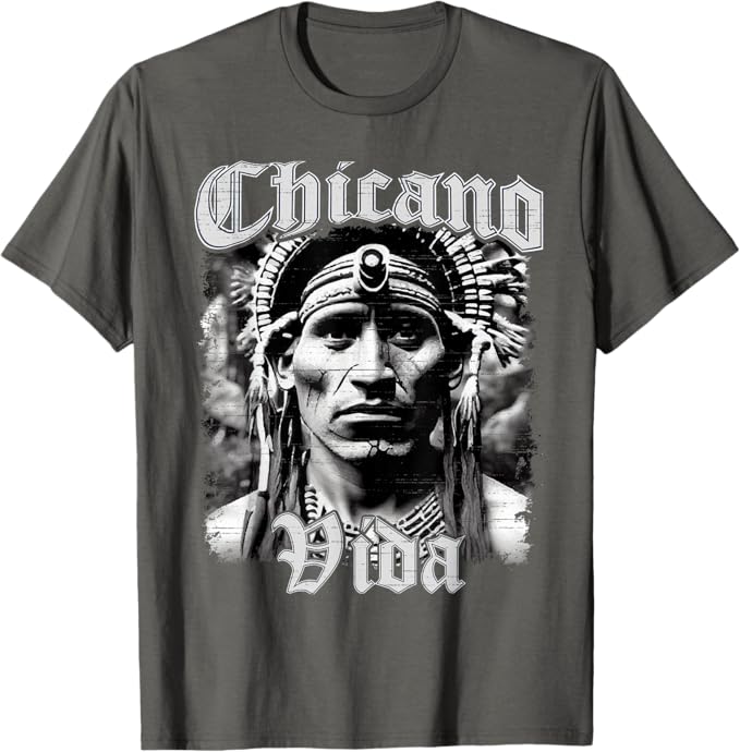 Chicano Vida Vintage Aztec Native American Mexican Men T-Shirt - Cultural Graphic Tee