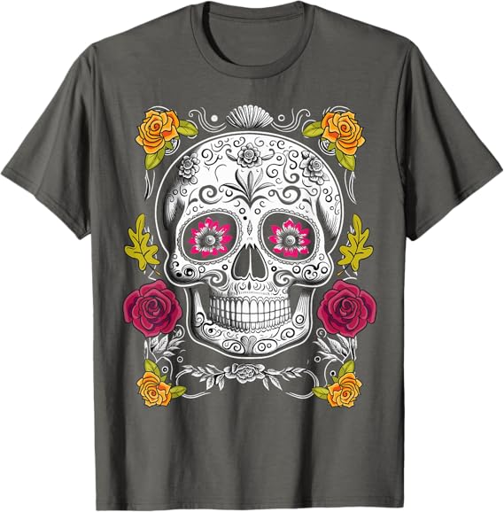 Sugar Skull Mexican Day of the Dead Men T-Shirt - Festive Dia de los Muertos Apparel