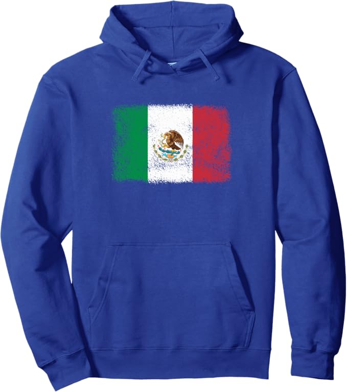 Retro Mexico Flag Camiseta Hoodie - Mexican Bandera Pride Pullover Sweatshirt