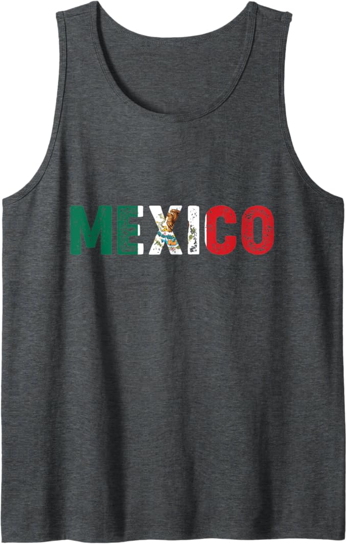 Mexico Vintage Letters Mexican Flag Bandera Mexicana Men Tank Top