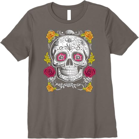 Premium Sugar Skull Women T-Shirt for Mexican Day of the Dead Celebration