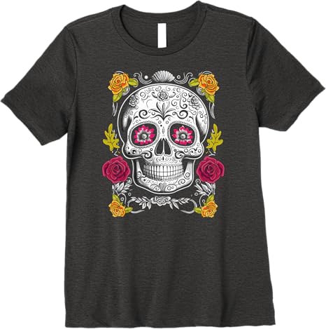 Premium Sugar Skull Women T-Shirt for Mexican Day of the Dead Celebration