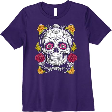 Premium Sugar Skull Women T-Shirt for Mexican Day of the Dead Celebration