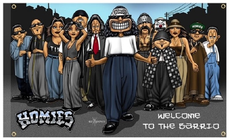 HOMIES - 3' X 5' - FLAG / BANNER - HOMIES BARRIO