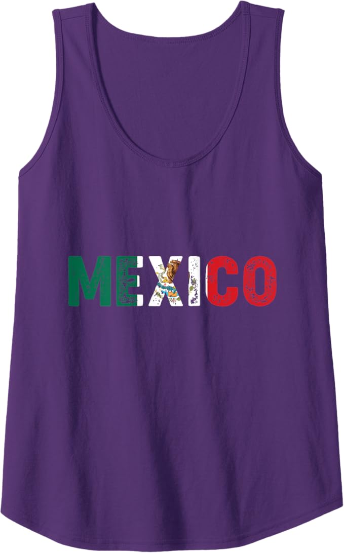 Mexico Vintage Letters Mexican Flag Bandera Mexicana Women Tank Top