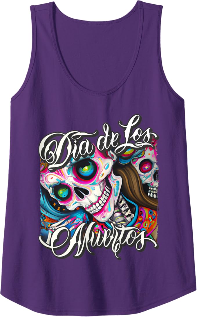 Mexican Calaveras Catrina Día de los Muertos Colorful Skull Women Tank Top
