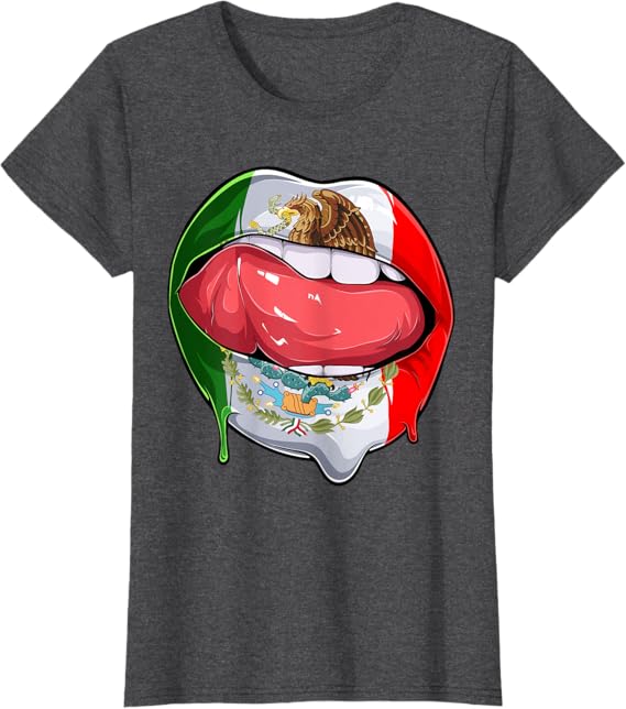 Mexico Flag Lips Women T-Shirt – Stylish Mexican Bandera Lips Design