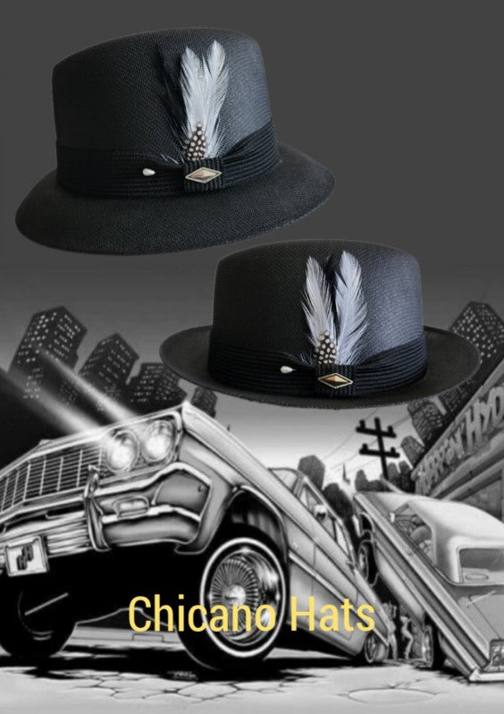 Goldline Black Fedora with Black Band – Lowrider Flip-Up or Flip-Down Brim