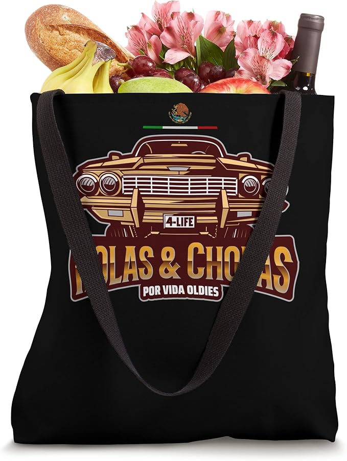 Rolas & Cholas Por Vida Oldies Mexican Lowrider Hombre Tote Bag - Stylish & Durable