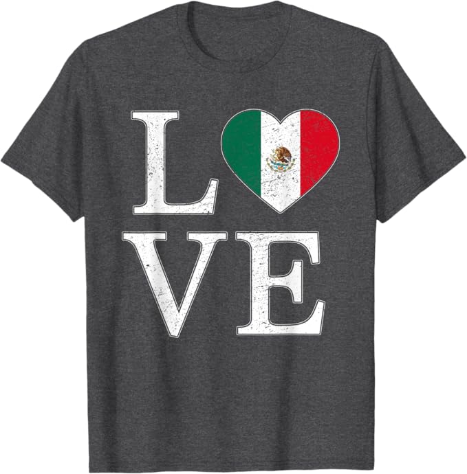 Mexico Love Men T-Shirt – Vintage Mexican Flag Heart Design