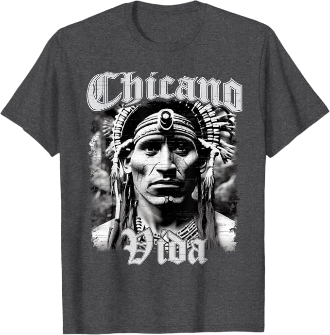 Chicano Vida Vintage Aztec Native American Mexican Men T-Shirt - Cultural Graphic Tee