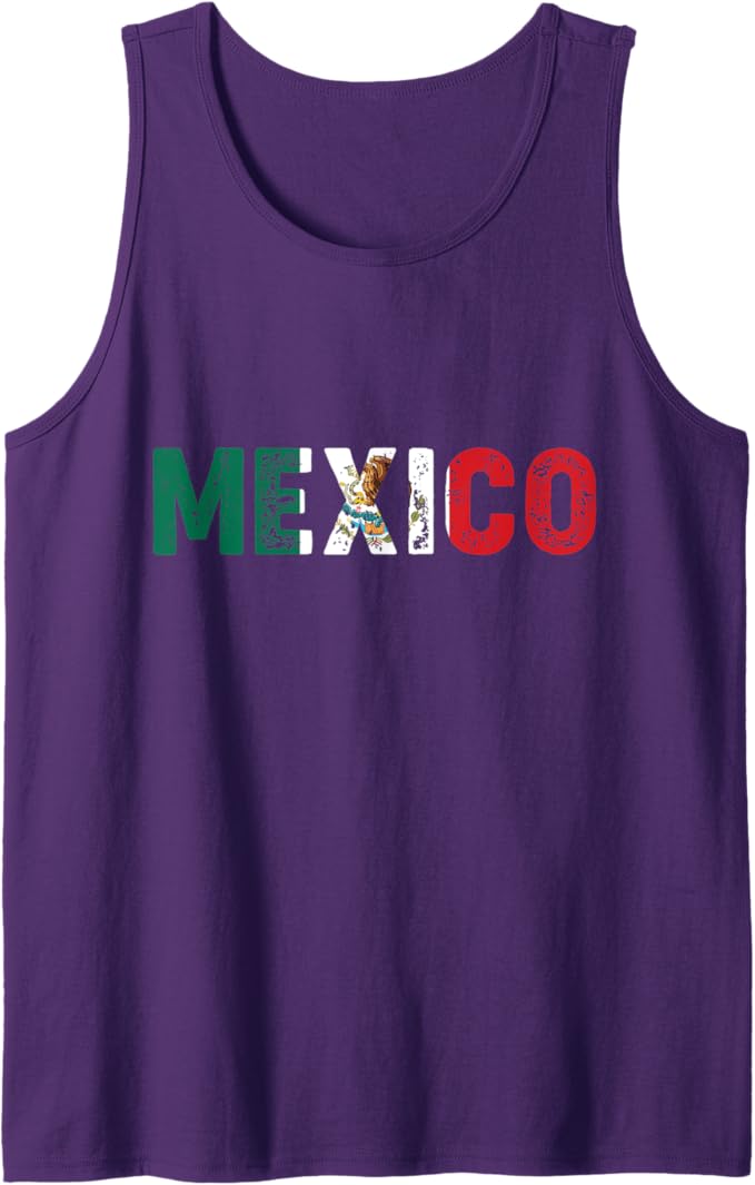 Mexico Vintage Letters Mexican Flag Bandera Mexicana Men Tank Top